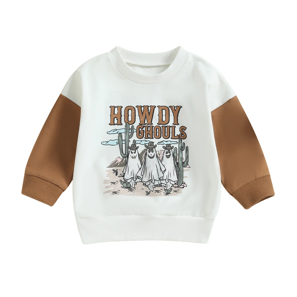 Baby Boy Halloween Sweatshirts Long Sleeve Ghost Print Pullovers