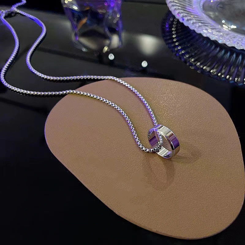 Men's Silver Chain Necklace Fashion Ring Necklace Pendant Jewelry