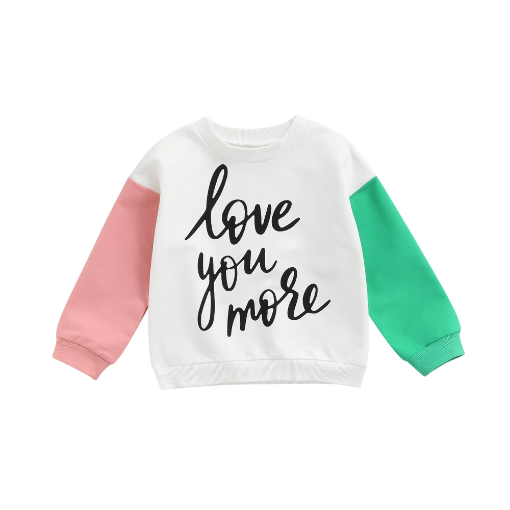 Kids Pullover, Toddler Letter Print Round Neck Long Sleeve Tops Blouse