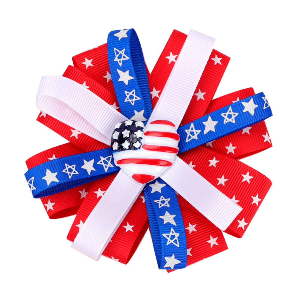 Independence Day Hair Pin, National Flag Print Heart Bowknot Hair Clip