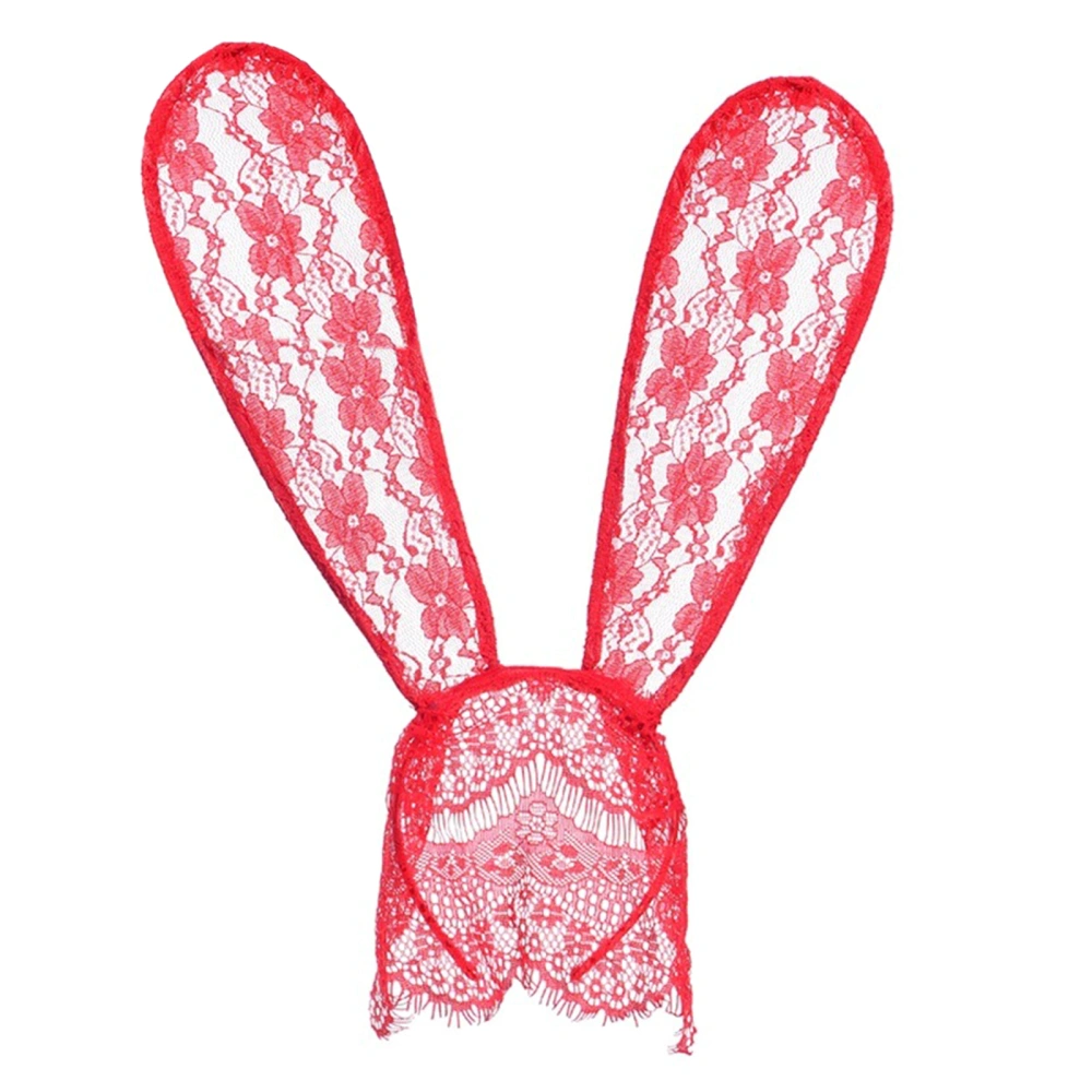 Lace Bunny Ears Hairband, Veil Rabbit Hair Hoop for Girls Women