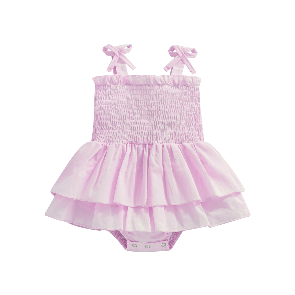 Baby Girls Jumpsuit Solid Color Sleeveless Pleated Romper Tulle Dress