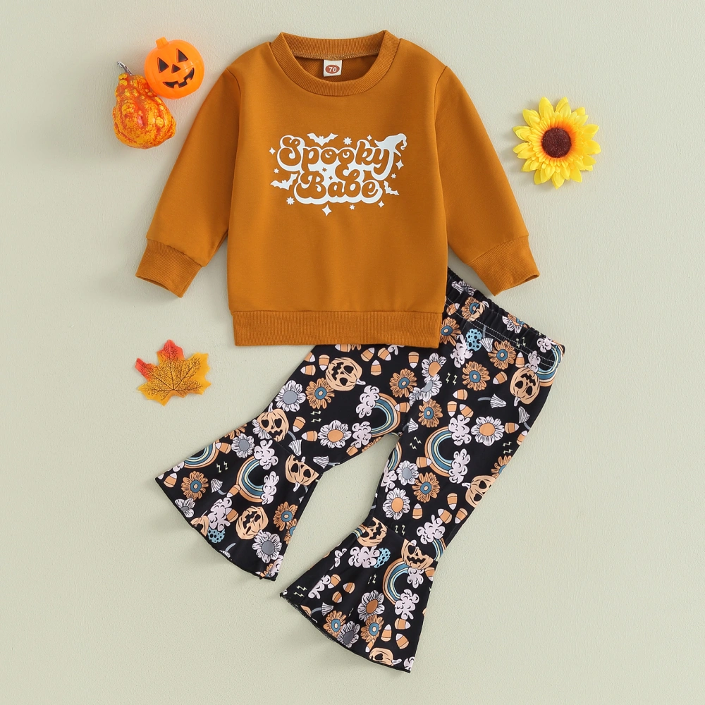 Toddler Girls Fall Outfits Letter Print Sweatshirts Flare Pants Set