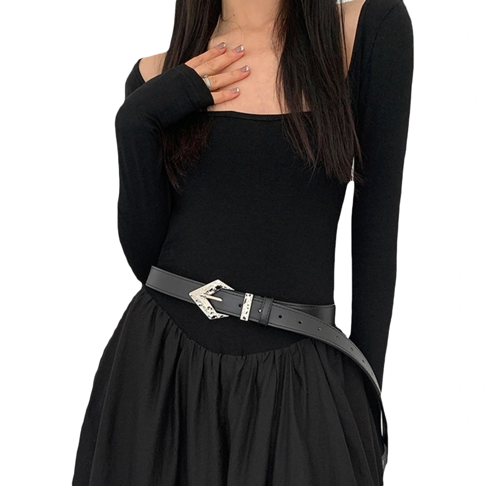 Women's Faux Leather Belt, Classic Belt with Arrow Buckle for Dress