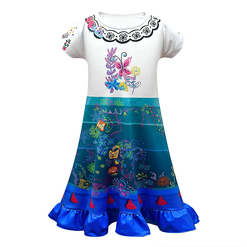 Baby Girl Stage Show Dress, Vintage Flower Short Sleeve Ruffled Dress