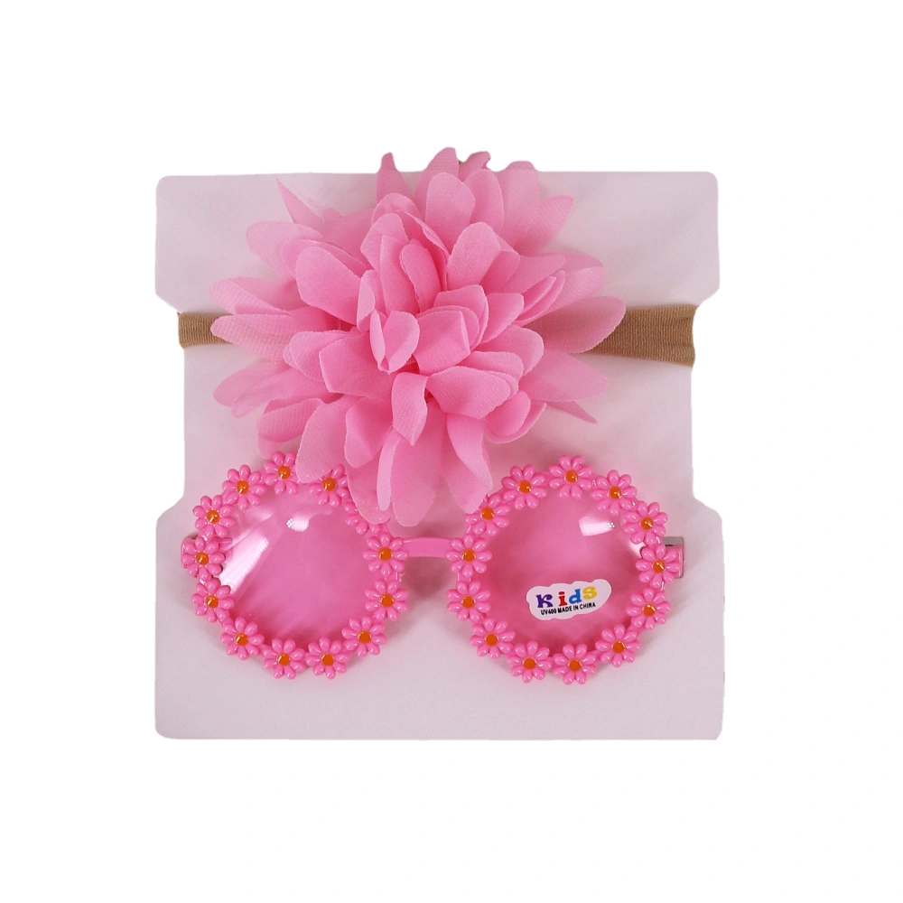 Baby Kids Girls Sunglasses Headband, Round Sunglasses Flower Hairband