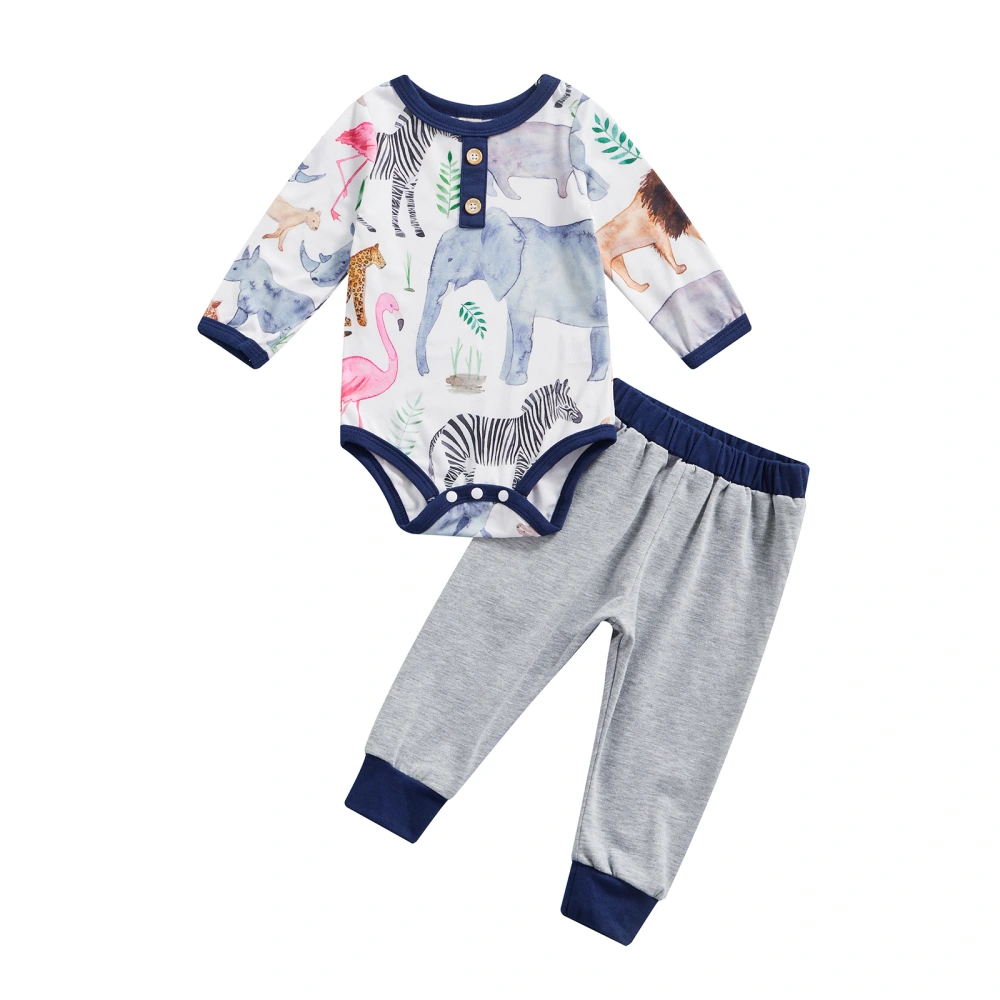 Baby Pants Suit Animal/Sticky Strokes Printed Jumpsuit Trousers