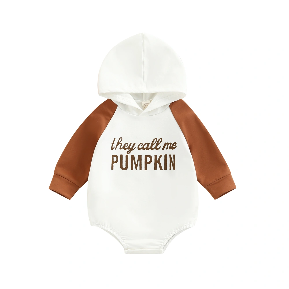 Halloween Baby Long Sleeve Jumpsuit Casual Letter Print Hooded Rompers