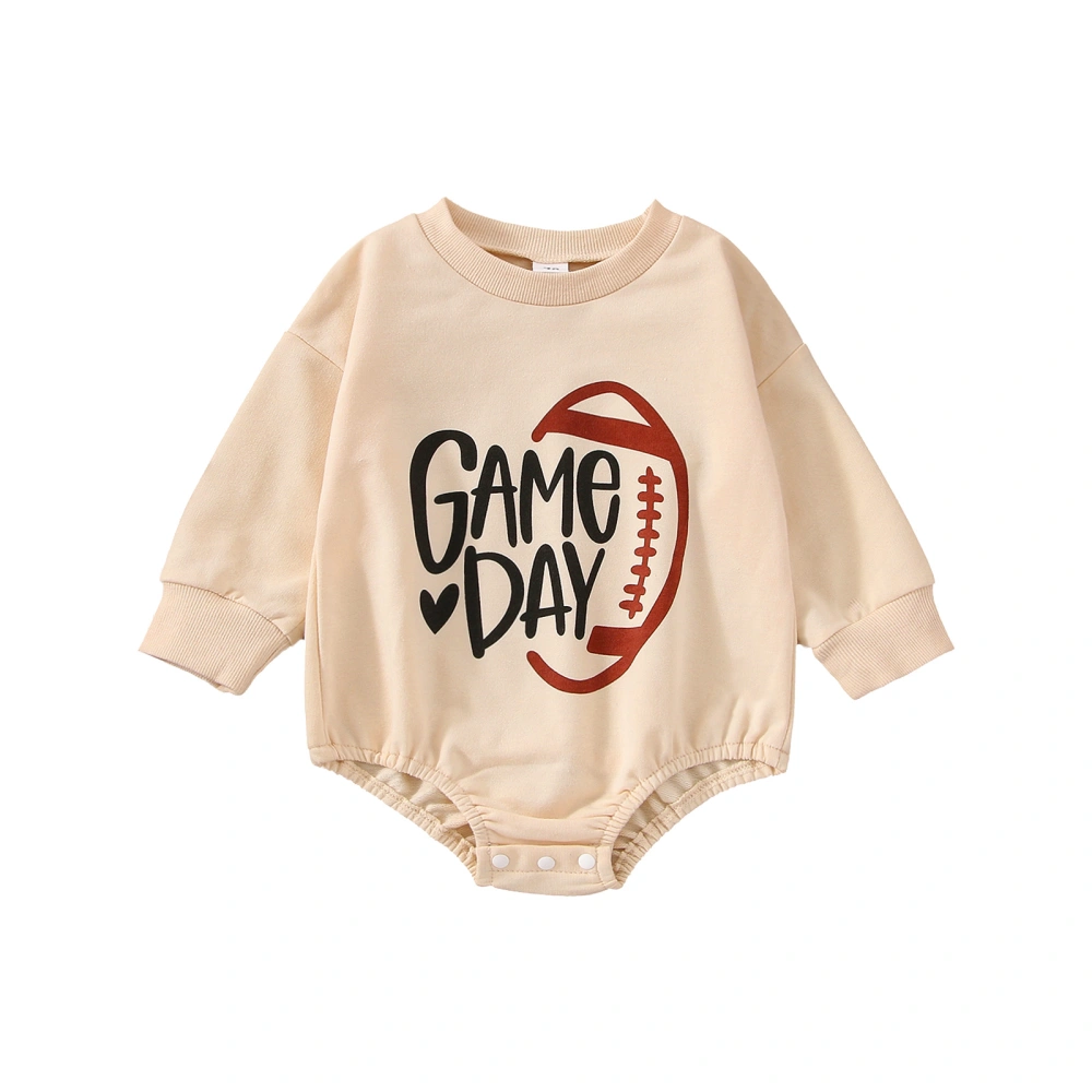 Infant Baby Girls Boys Romper Rugby Letter Print Round Neck Jumpsuit