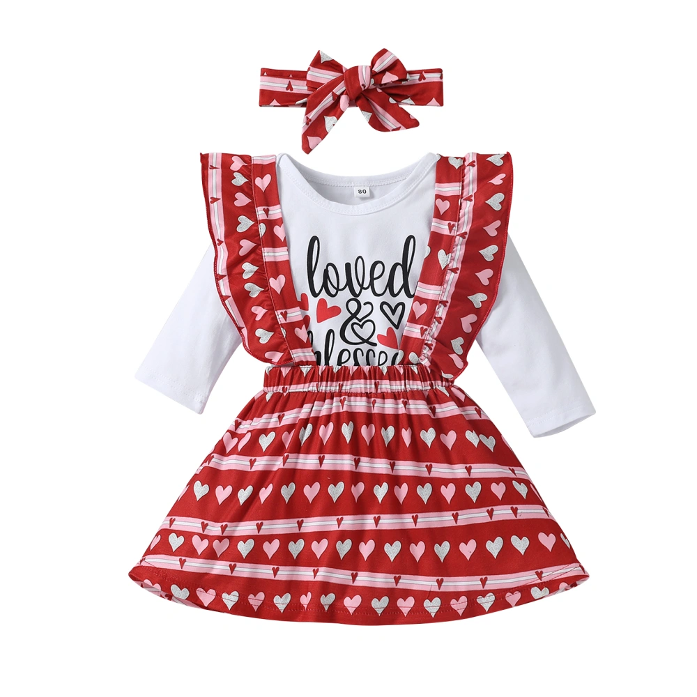 Baby Girl Skirt Suits, Long Sleeve Romper+ Skirt + Headband Set