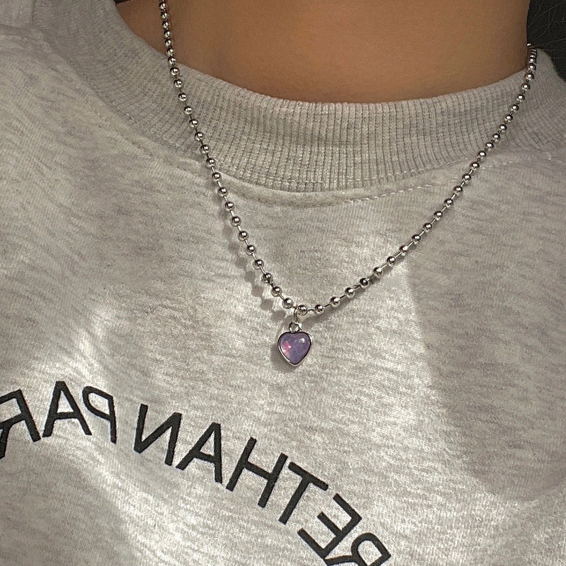 Women Silver Pendant Necklace Unique Heart Design Clavicle Chain 