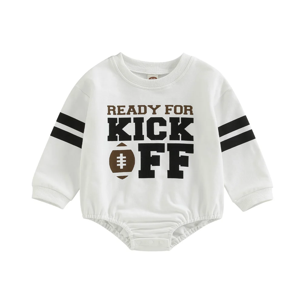 Baby Boys Girls Romper, Long Sleeve Rugby Letters Print Fall Bodysuit