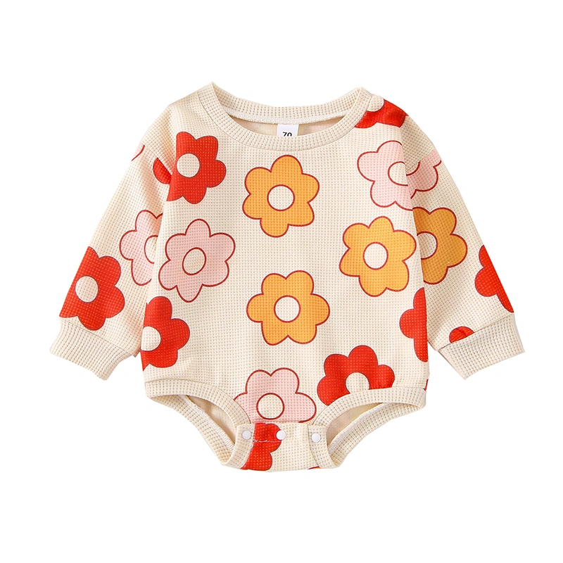 Baby Newborn Romper, Round Neck Long Sleeve Bodysuit Outfit 