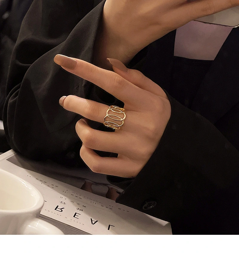 Women Golden Cross-Wrap Rings Handmade Unique Open Index Finger Ring