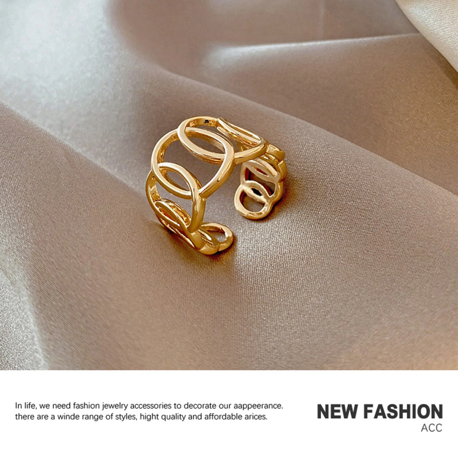 Women Golden Cross-Wrap Rings Handmade Unique Open Index Finger Ring