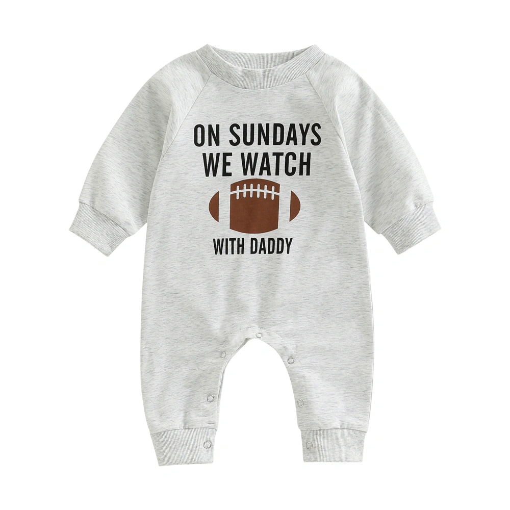 Infant Baby Autumn Jumpsuit, Letter Rugby Print Long Sleeve Romper 