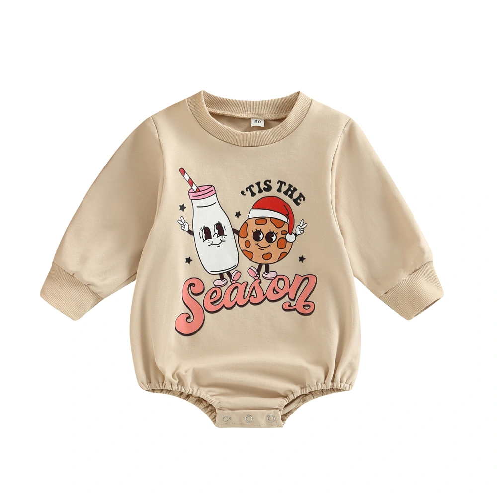 Baby Sweatshirt Rompers Letter Cookie Print Long Sleeve Jumpsuit