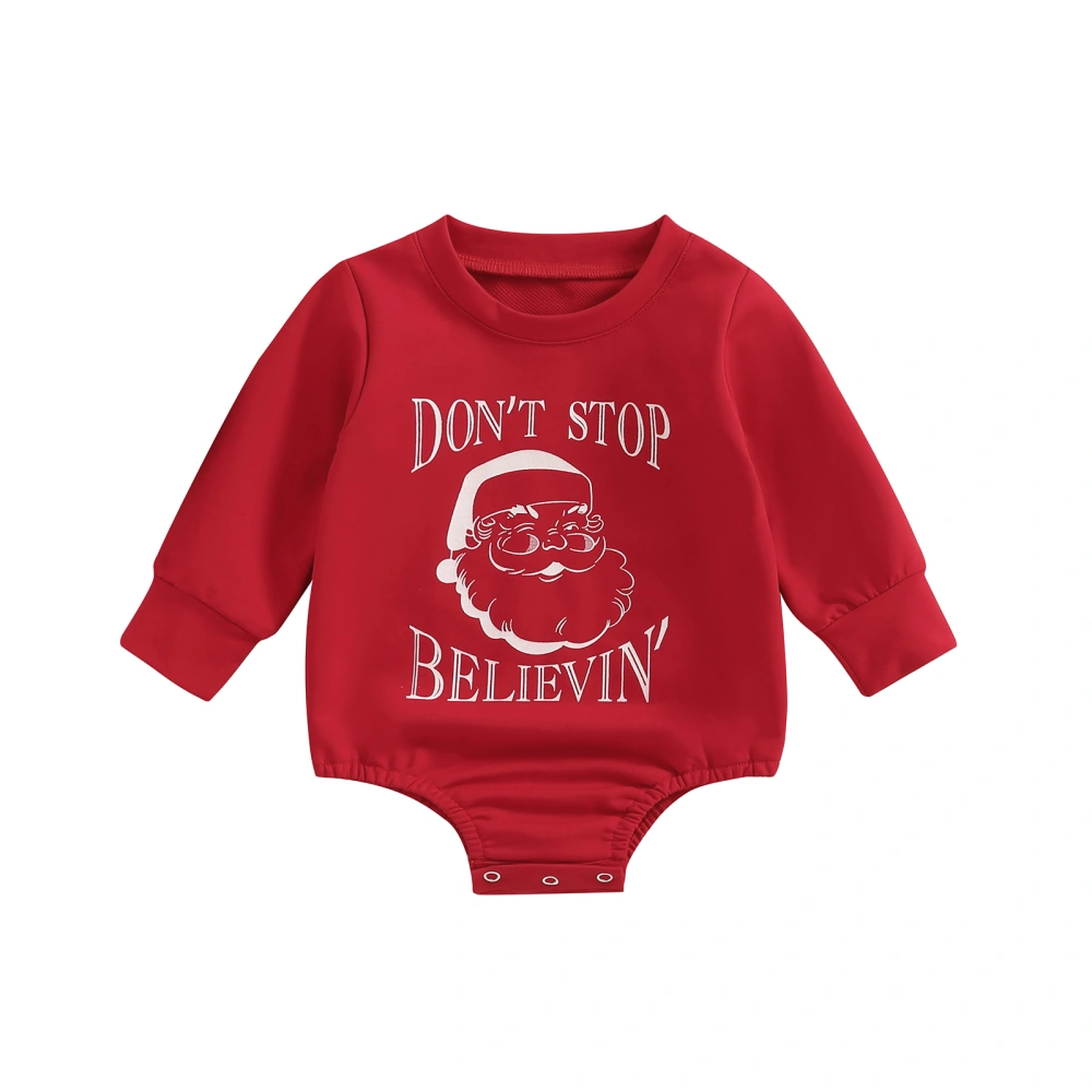 Infant Baby Christmas Jumpsuit, Santa Claus Print Long Sleeve Romper 