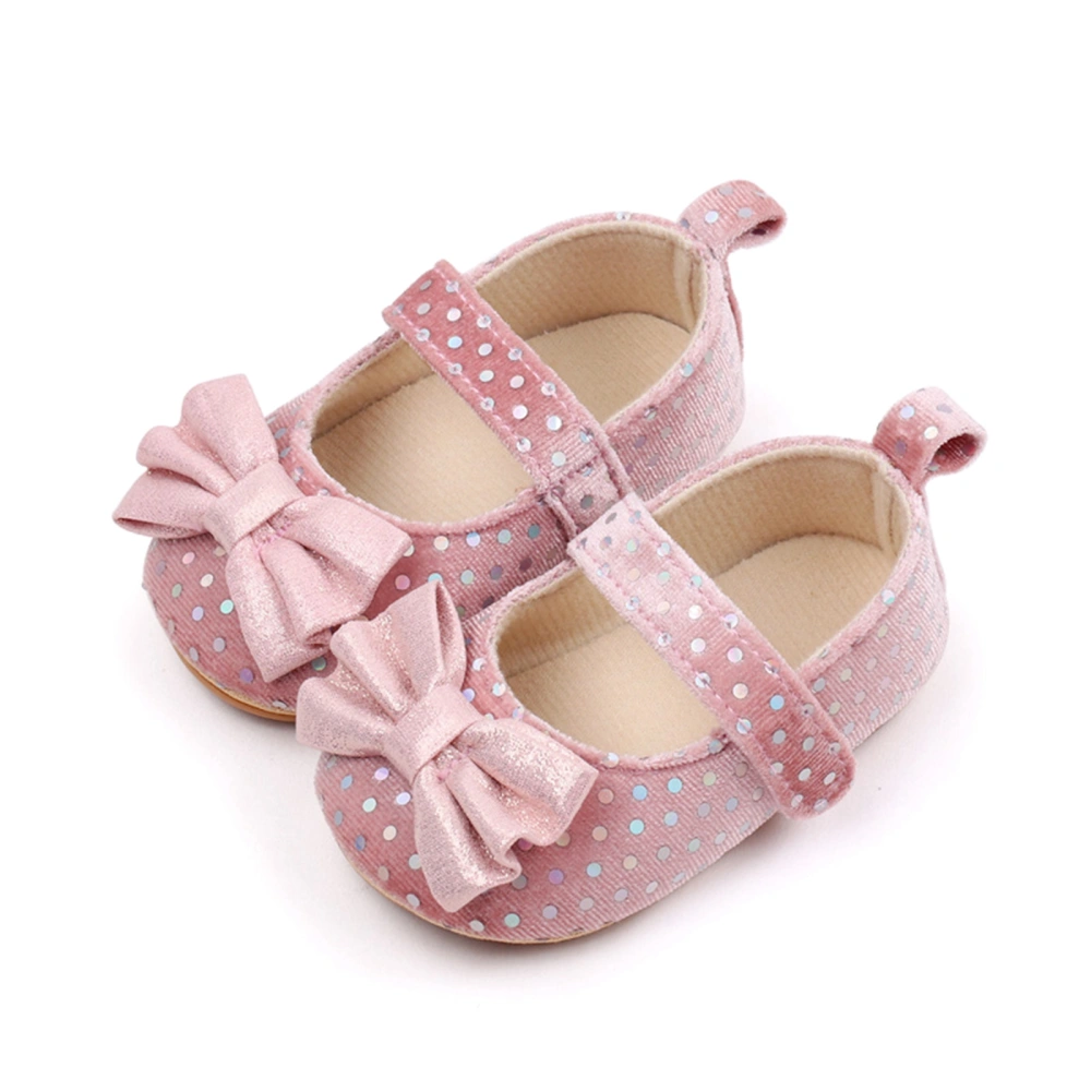 Baby Girls Cute Moccasinss Sequins Dot Bowknot Decor Soft Sole Flats