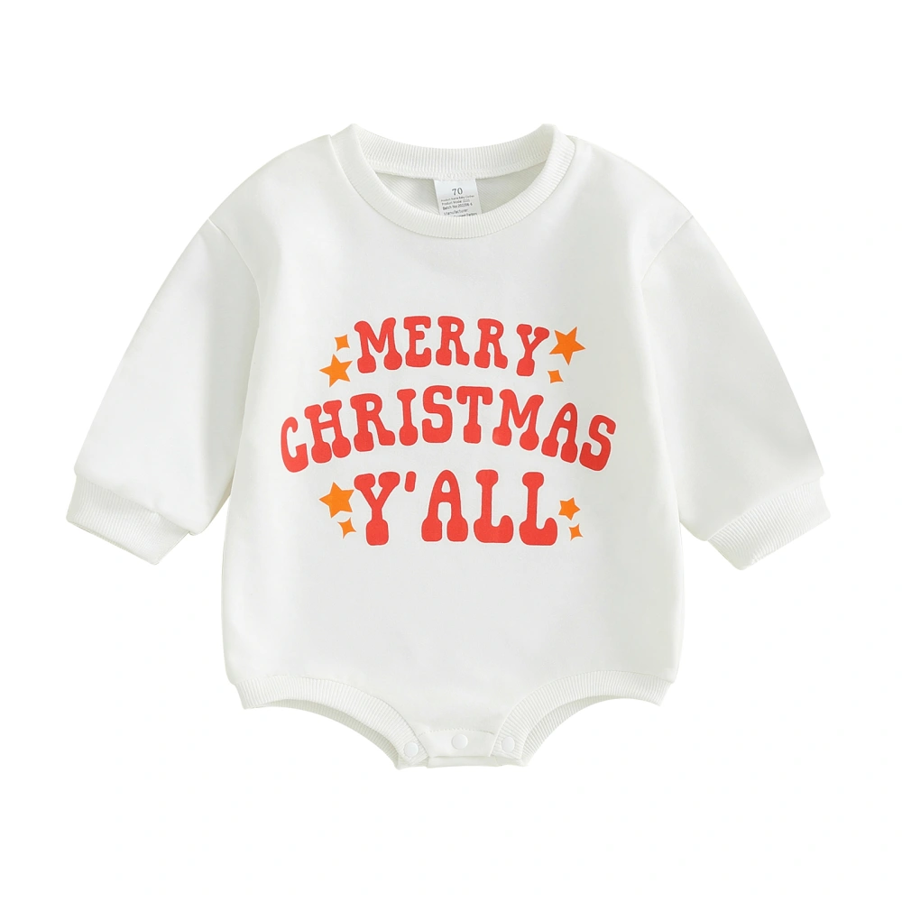 Baby Christmas Jumpsuit Letter Print Long Sleeve Sweatshirt Romper