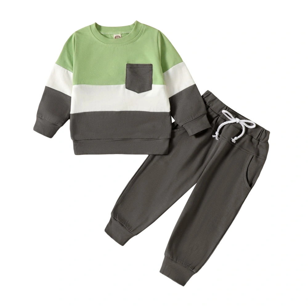 Toddler Boys Fall Outfits Contrast Color Crew Neck Sweatshirts Pants