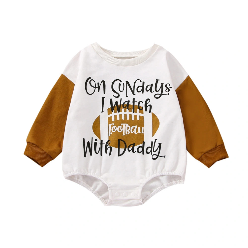 Baby Boy Girl Romper, Long Sleeve Round Neck Rugby Letters Jumpsuit 