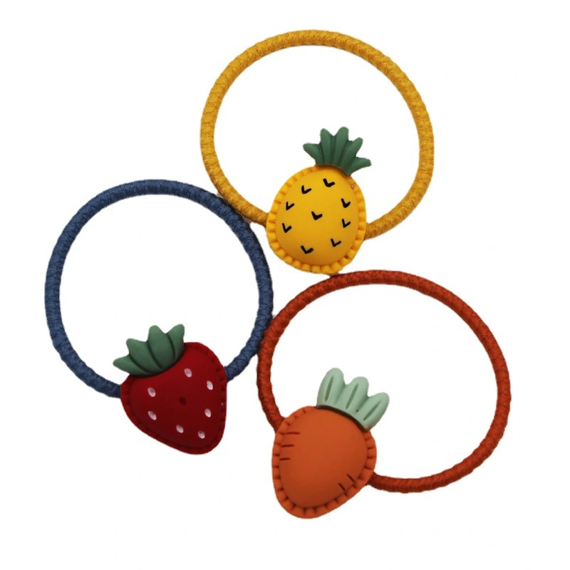 Hair Tie with Cartoon Fruit Decoration, Cute Ponytail Holder for Kids