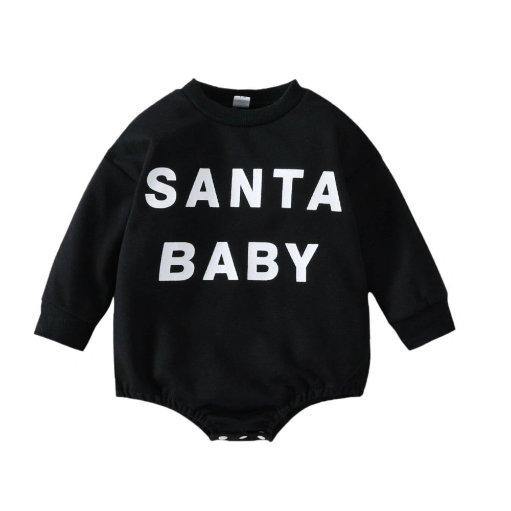 Baby Girl Boy Christmas Romper, Print Long Sleeve Sweatshirt Jumpsuit