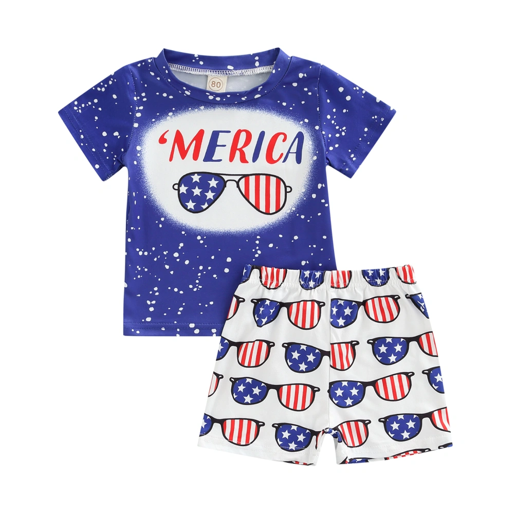 Independence Day Baby Clothes Two Piece, Infant Letter T-shirt Shorts