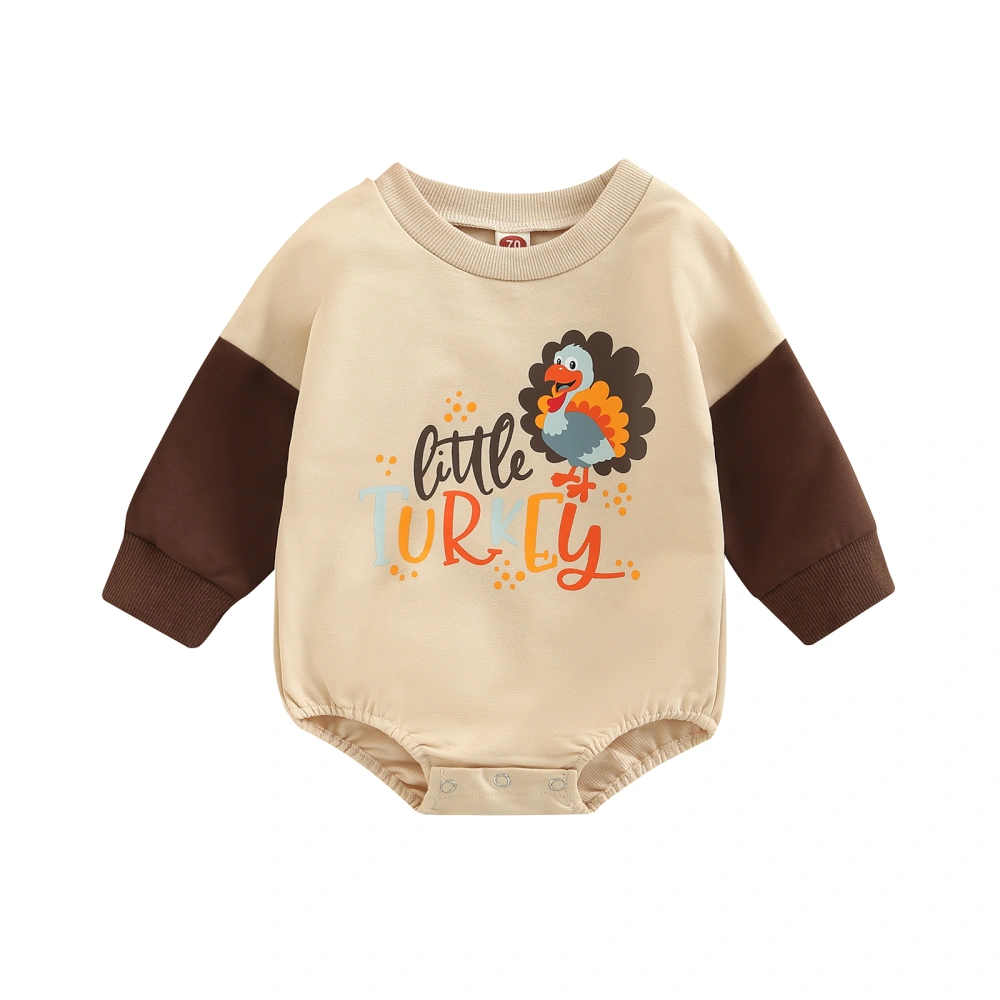 Baby Boys Girls Thanksgiving Romper Letters Turkey Print Bodysuit