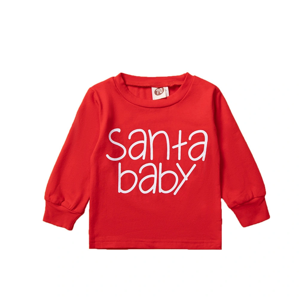 Toddler Girls Boys Autumn Red Long Sleeve O Neck Letter Print Pullover