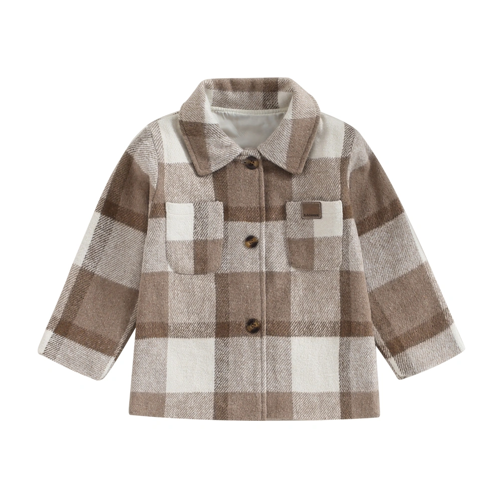 Toddler Button Shirt Jacket Casual Plaid Print Long Sleeve Cardigan