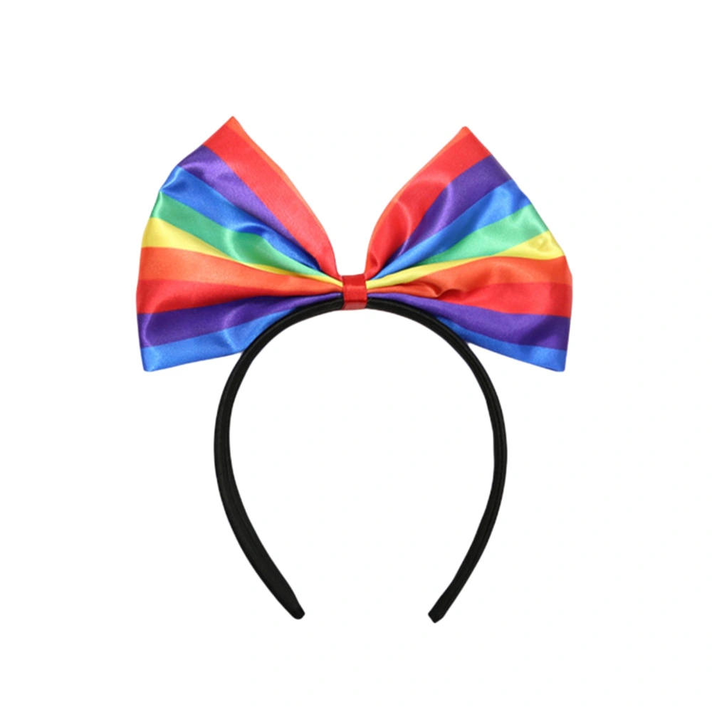 Rainbow Headband Bowknot Pride Head Bopper for Women Hair Accessory