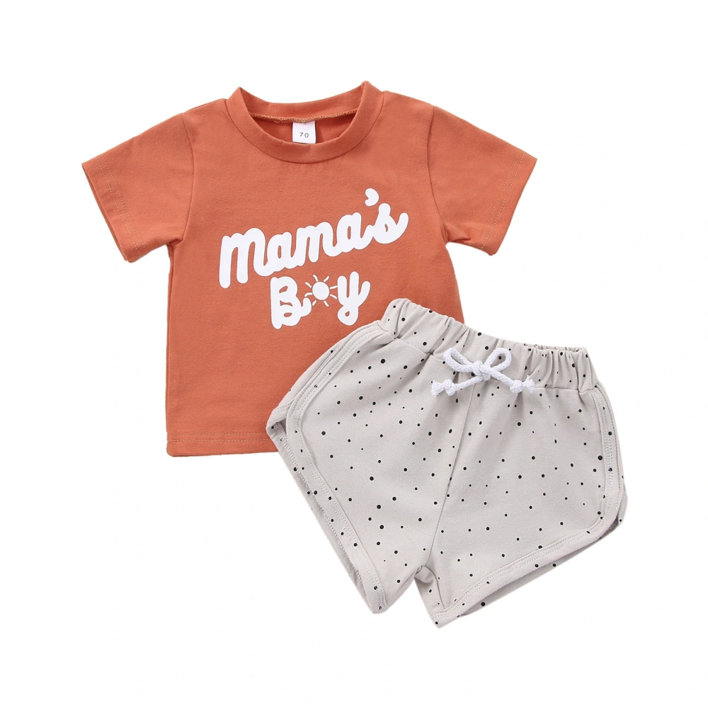 Baby Summer Short Sleeve Letter Print T-shirt + Dot Pattern Shorts