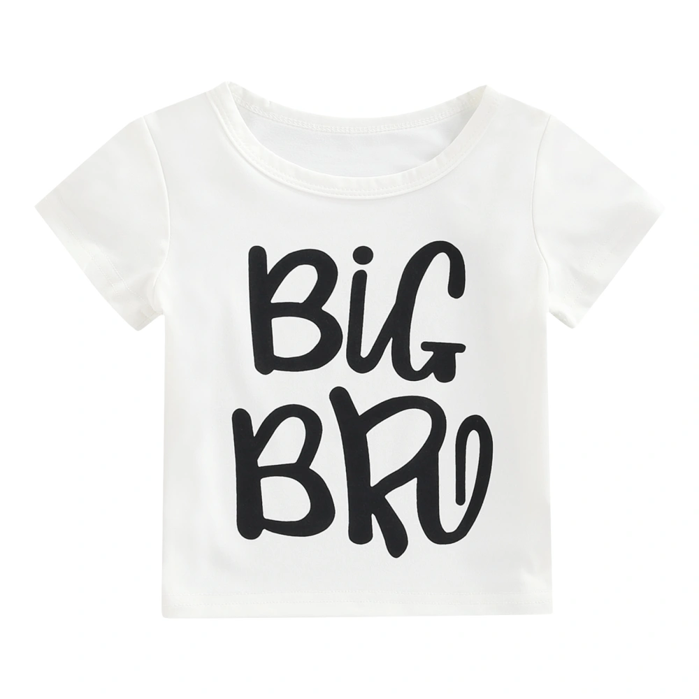 Boys Summer Short Sleeve Round Neck Letter Print Cotton T-shirt