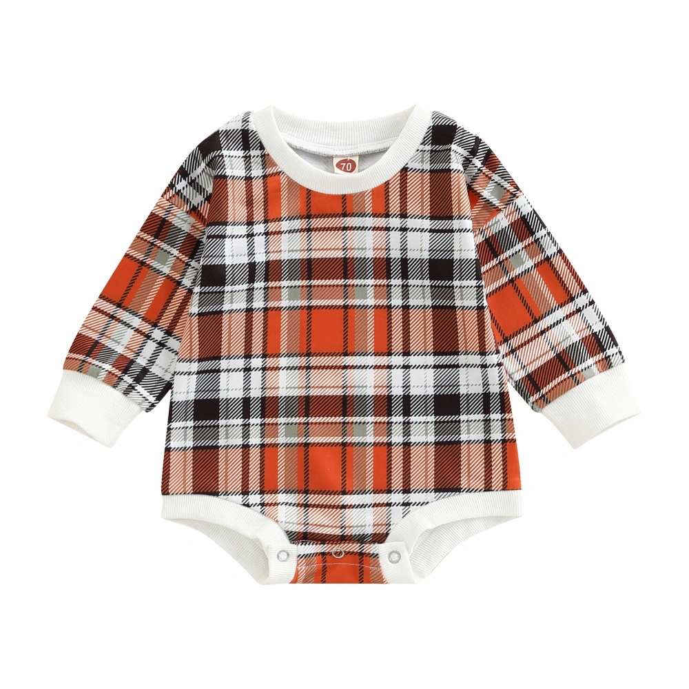 Baby Boys Girls Christmas Romper, Long Sleeve Plaid Casual Bodysuit