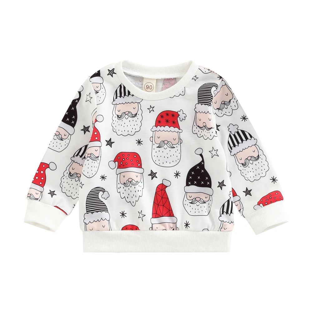 Girls Boys Christmas Sweatshirt, Santa Claus Print Long Sleeve Tops