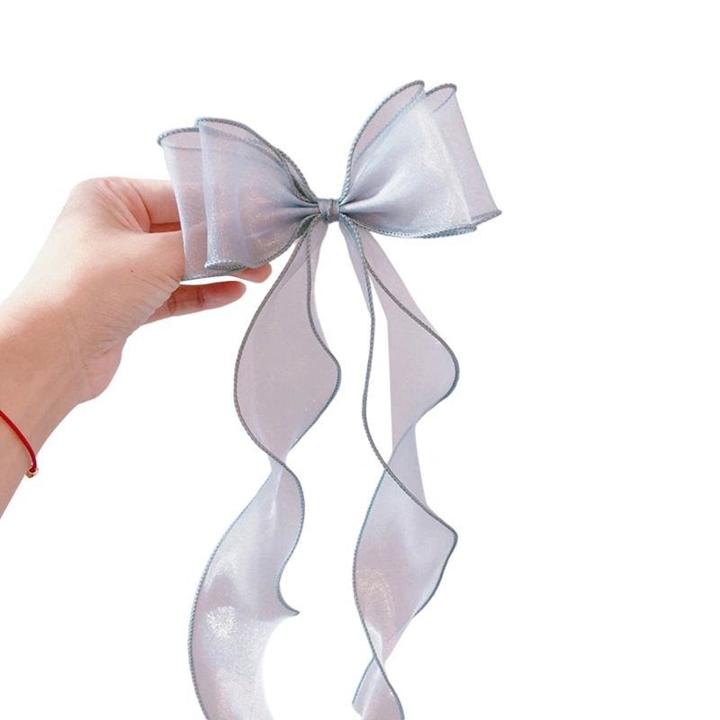 Bowknot Hair Clip for Kid Girls, Sweet Solid Tulle Long Ribbon Hairpin