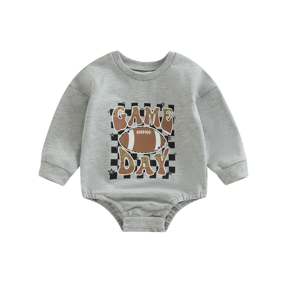 Baby Sweatshirt Rompers Rugby Letter Print Casual Long Sleeve Jumpsuit