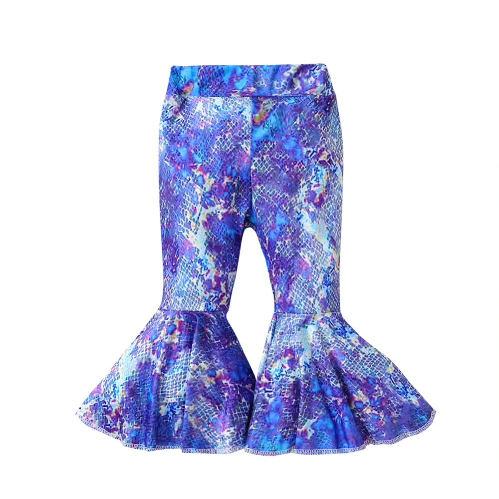 Baby Girl Ruffle Leggings Fish Scale Print Bell Bottoms Flare Pants