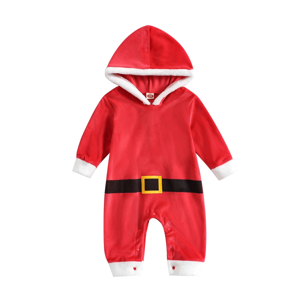 Baby Girls Boys Christmas Red Long Sleeve Velvet Hooded Romper