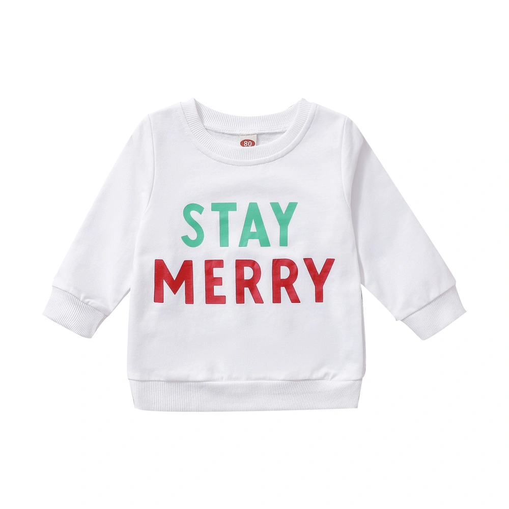 Girls Boys Christmas Sweatshirt, Letter Print Long Sleeve Pullovers