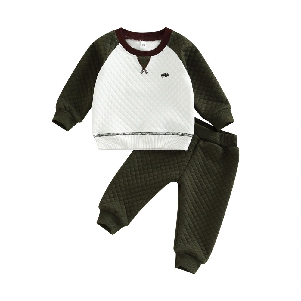 Baby Boys Pants Set Long Sleeve Contrast Color Sweatshirt + Sweatpants