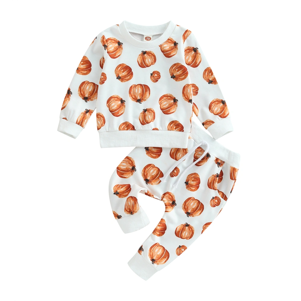 Baby Halloween Outfits Long Sleeve Pumpkin Sweatshirt + Trousers Set