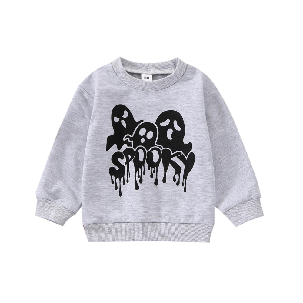 Baby Boys Halloween Hoodie, Long Sleeve Ghost Letters Print Pullover