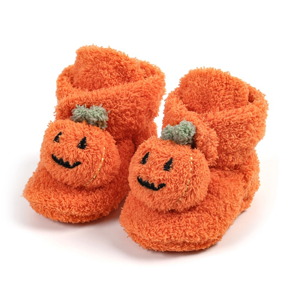 Baby Booties Halloween Pumpkin Booties Fleece Slippers Crib Shoes