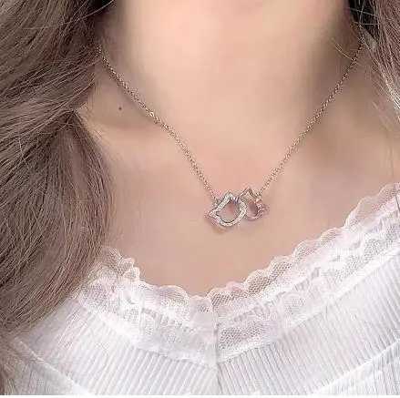 Cute Interlocking Kitty Necklaces Good Luck Cat Chain Necklace
