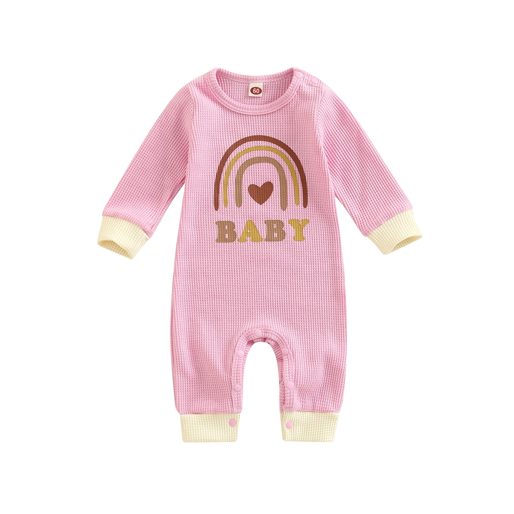 Infant Baby Autumn Jumpsuit, Rainbow Letter Print Long Sleeve Romper