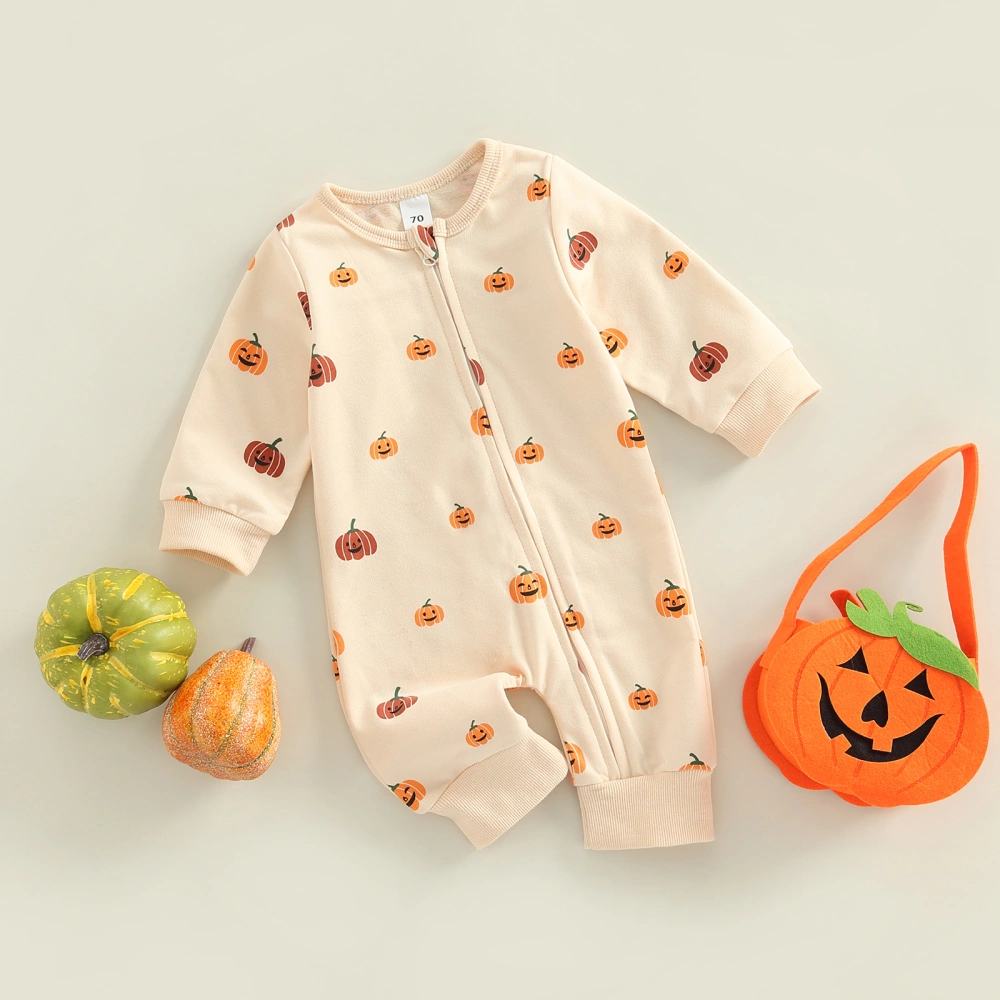 Halloween Baby Romper, Long Sleeve Round Neck Ribbed Jumpsuit