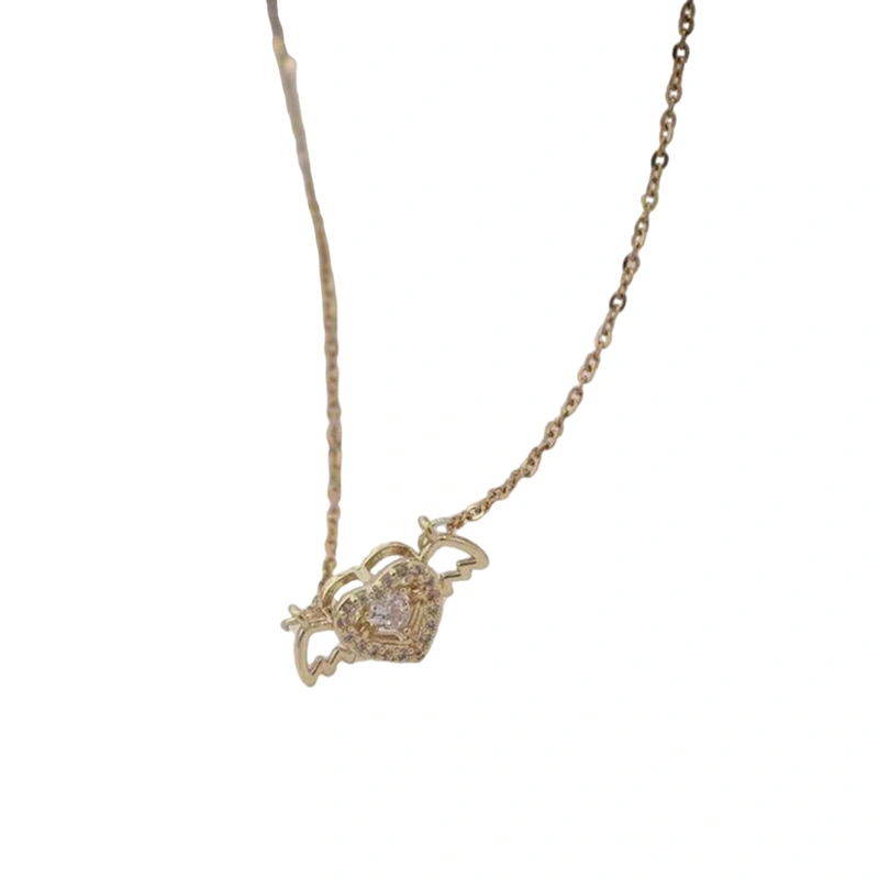 Women Necklace, Alloy Heart Shape Pendant Lightweight Clavicle Chain